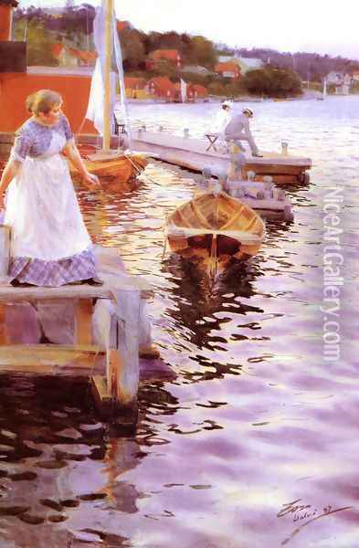 Vågskvalp (Lappings of the waves) Oil Painting - Anders Zorn