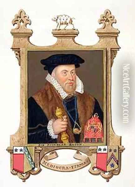Portrait of Sir Nicholas Bacon from Memoirs of the Court of Queen Elizabeth Oil Painting - Sarah Countess of Essex