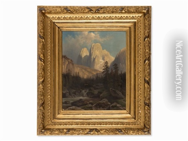 Mountain River Oil Painting - Theodor (Wilhelm T.) Nocken