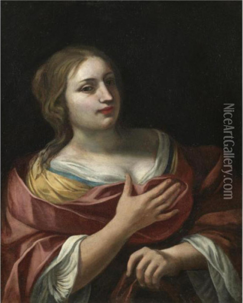 An Allegorical Female Figure Oil Painting - Aubin Vouet