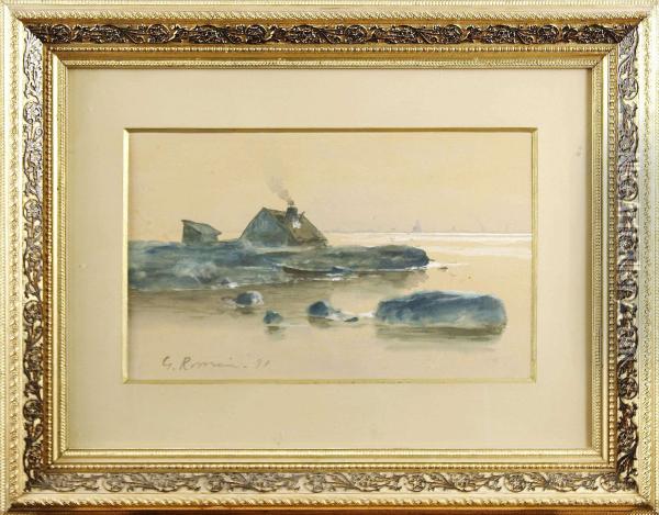 Kustbild Med Stuga Oil Painting - Gustave Adolf Closs