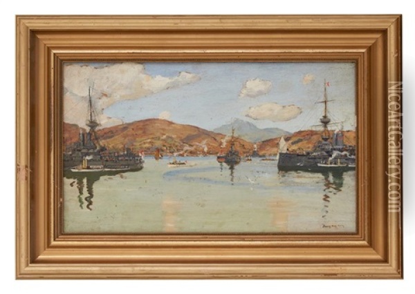 The Fleet At Lamlash Oil Painting - James Kay