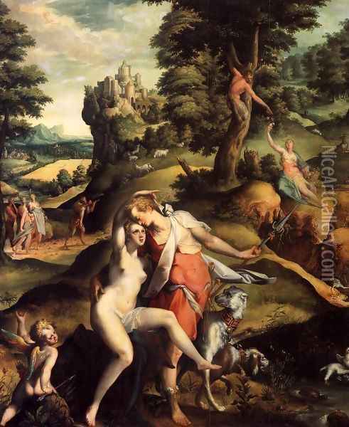 Venus and Adonis Oil Painting - Bartholomaeus Spranger