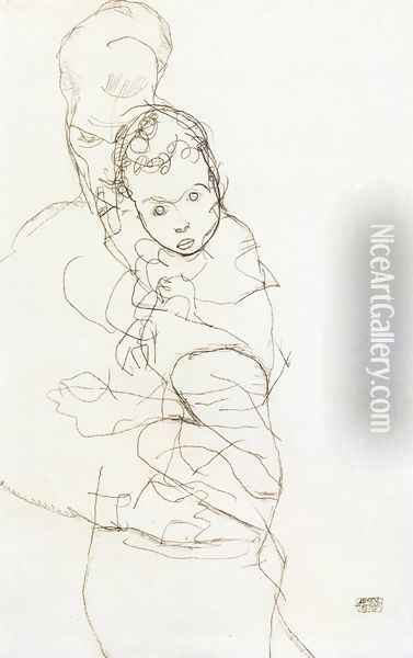 Mother and Child III Oil Painting - Egon Schiele