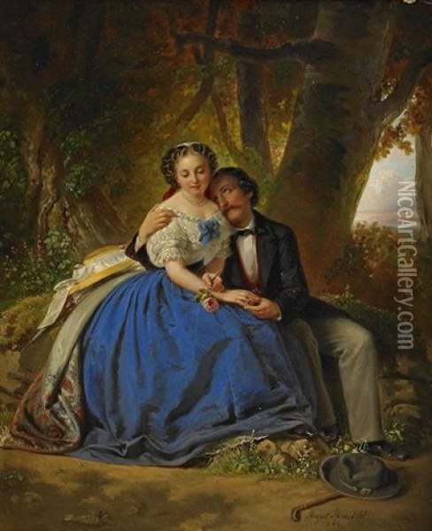 Forlovningen Oil Painting - Heinrich August Mansfeld