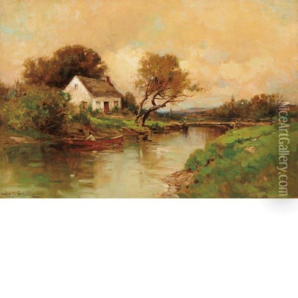 House By A River Oil Painting - George Henry Smillie