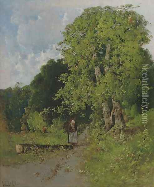 La faret a l'Isle Adam, Seine et Oise gathering wood in the forest Oil Painting - Victor Viollet-Le-Duc
