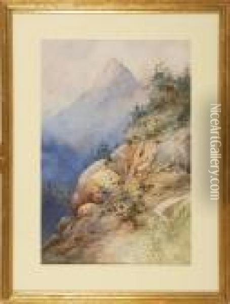Mountain Landscape Oil Painting - Thomas Moran