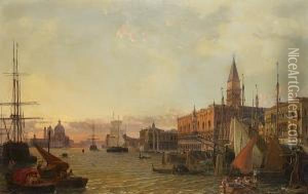 The Riva Degli Schiavoni, 
Venice, With The Doge's Palace, The Piazzetta San Marco And Santa Maria 
Della Salute Beyond Oil Painting - Friedrich Nerly