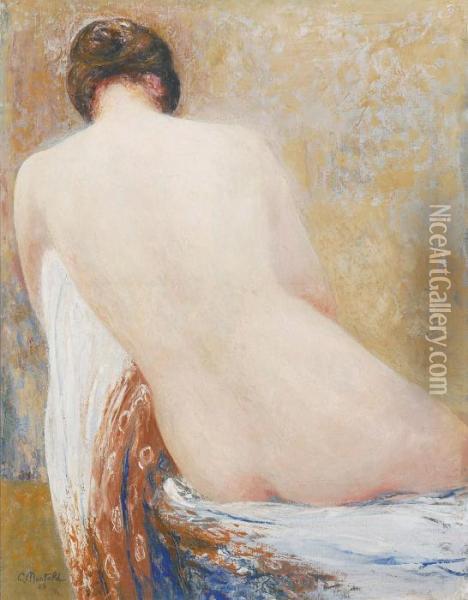 Sitting Nude (1923) Oil Painting - Constant Montald