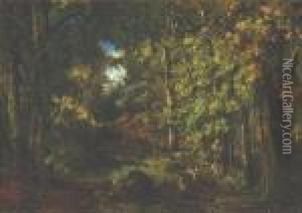 In The Forest Oil Painting - Narcisse-Virgile D Az De La Pena