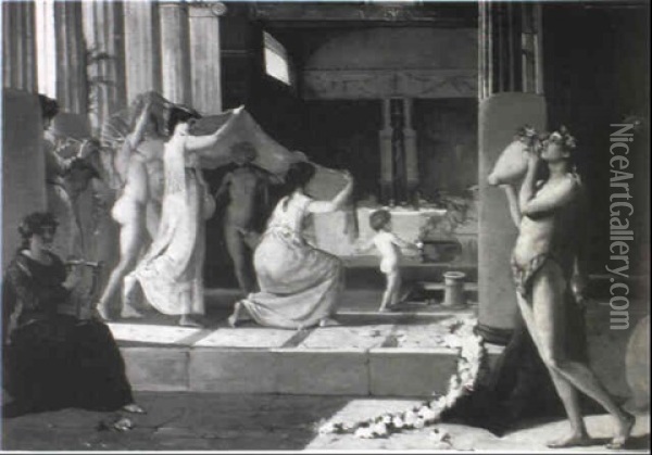 Roman Dancing Girls Oil Painting - Gotthard Werner