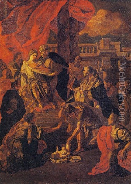 Il Giudizio Di Salomone Oil Painting - Francesco de Mura