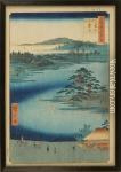 The Pine Of The Hanging Surplice At Senzoku Pond Oil Painting - Utagawa or Ando Hiroshige