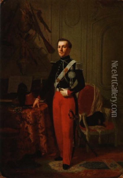 Officier Des Lanciers De La Garde Imperiale Du Second Empire Oil Painting - Jules-Desire Caudron