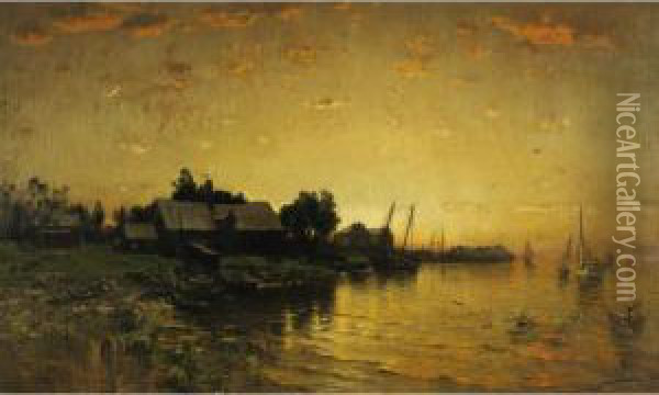 Sunset Biddeford Maine Oil Painting - George Herbert McCord