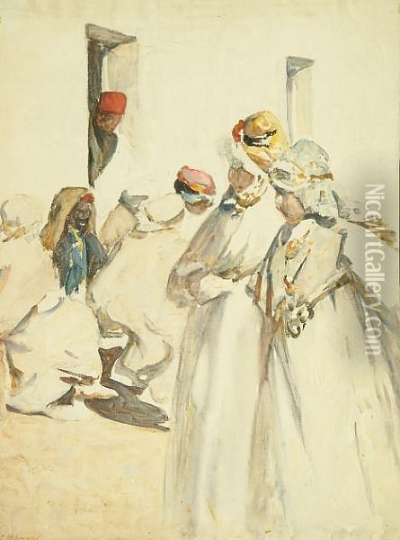 Arabs In A North African Street Oil Painting - Henry Silkstone Hopwood