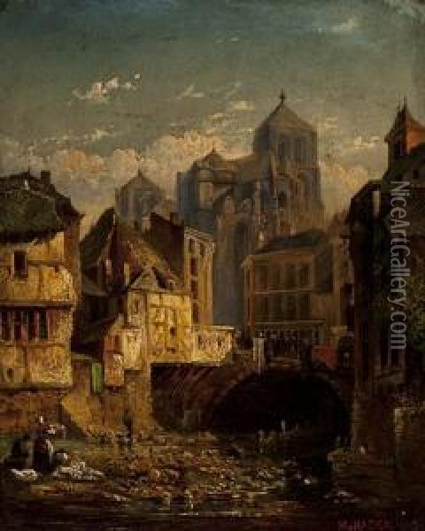 View Of A City Oil Painting - Marinus van Raden