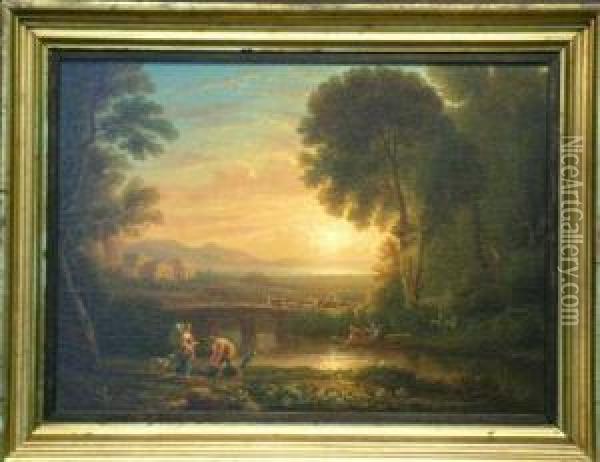 A Landscape With Tobias And The Angel Oil Painting - Lorraine Claude