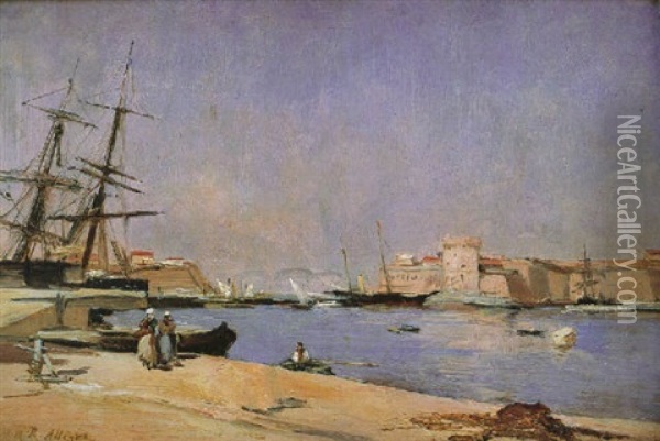 Puerto Fortificado Oil Painting - Raymond Allegre