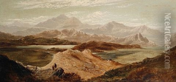 Highland Scene Of Ben Nevis(?) (+ Highland Scene Of Moel Hebog; Pair) Oil Painting - Charles Leslie