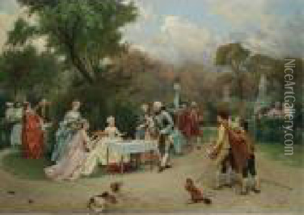 A Little Princess In The Gardens At Versailles Oil Painting - Raimundo de Madrazo y Garreta