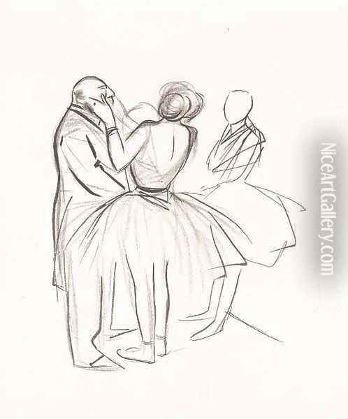 Deux danseuses, coulisses Oil Painting - Jean-Louis Forain