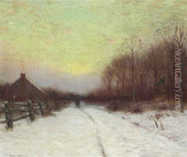 Winter Sunset Oil Painting - Bruce Crane