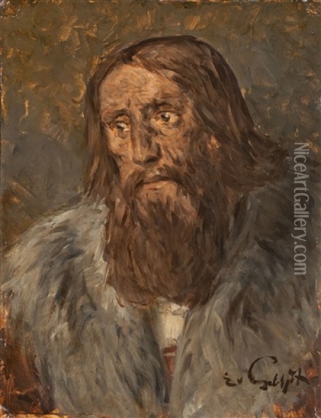 Bildnis Eines Bartigen Mannes (aposteldarstellung?) Oil Painting - Eduard (Karl-Franz) von Gebhardt