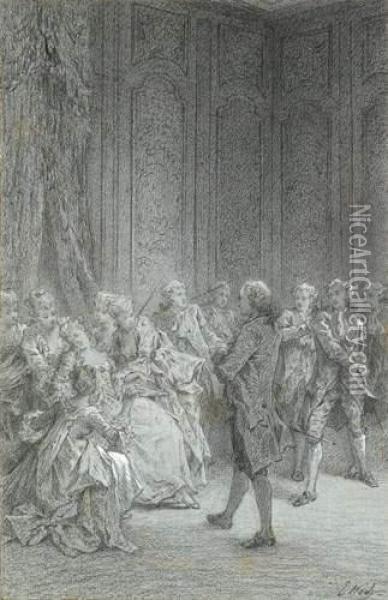 Illustrations Des OEuvres De Jules Janin. 1876-1883 ; In-folio Maroquin Janseniste Rouge, Dos Lisse, Titre Dore (carayon). Oil Painting - Edmond Hedouin
