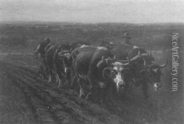 Farmer Plowing Oil Painting - George Arthur Hays