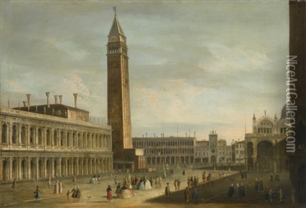 Venice, A View Of Piazza San Marco, Looking North Oil Painting -  Master of the Langmatt Foundation Views