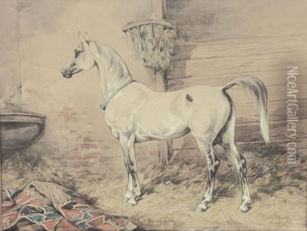 Kon W Stajni Oil Painting - Juliusz Kossak