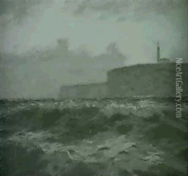 Abenddammerung Am Meer Oil Painting - William De Goumois