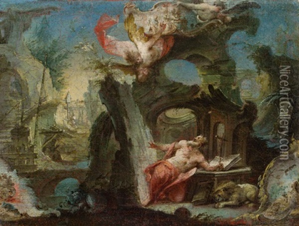 Die Vision Des Hl. Hieronymus Oil Painting - Johann Wolfgang Baumgartner