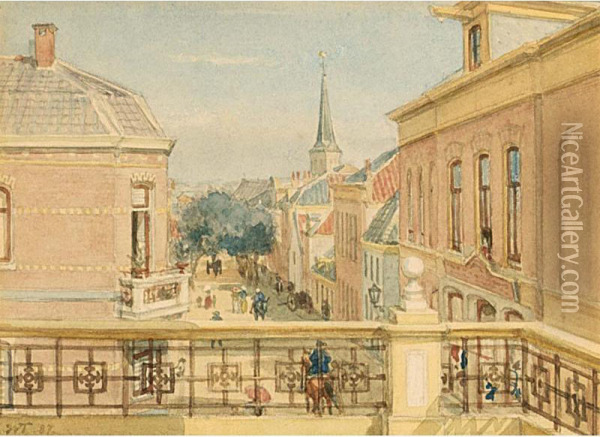 View Of The Kerkstraat, Zandvoort Oil Painting - Willem De Famars Testas