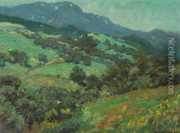 Rolling California Foothills Oil Painting - Granville S. Redmond