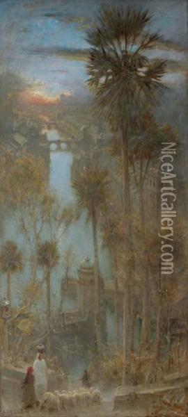 The City Of Palm Trees Oil Painting - Albert Goodwin