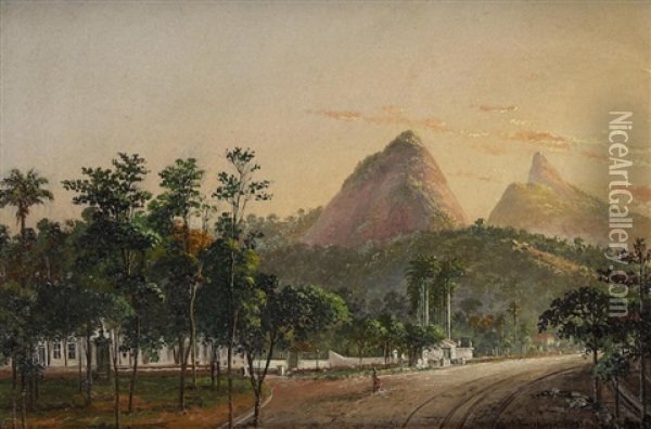 A View Of Rio De Janeiro From Barrio Cosme Velho Oil Painting - Nicolau Antonio Facchinetti