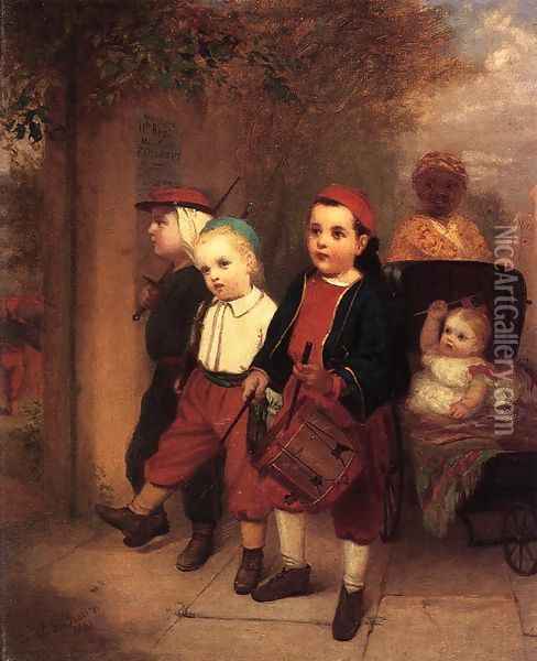 Young Recruits Oil Painting - John George Brown