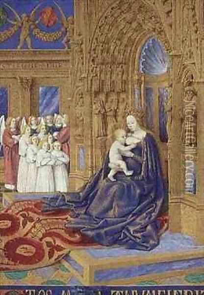 Virgin and Child from the Hours of Etienne Chevalier Oil Painting - Jean Fouquet