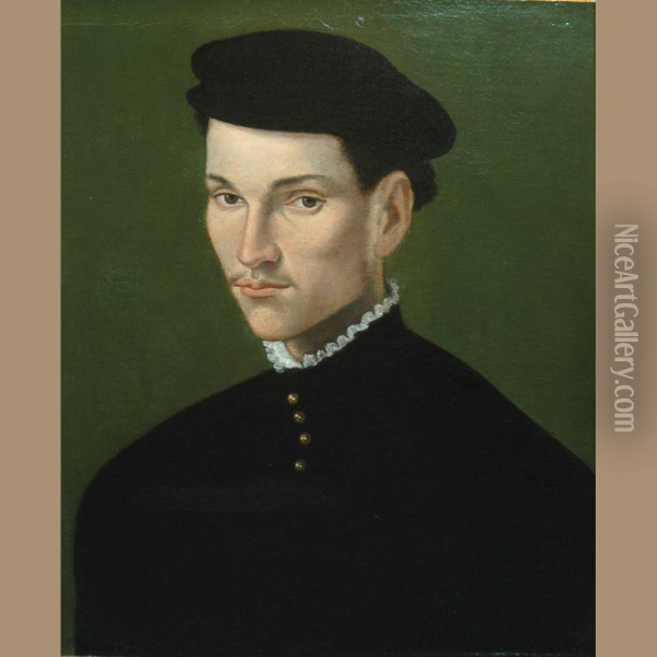Young Man In Black Oil Painting - Francois Clouet