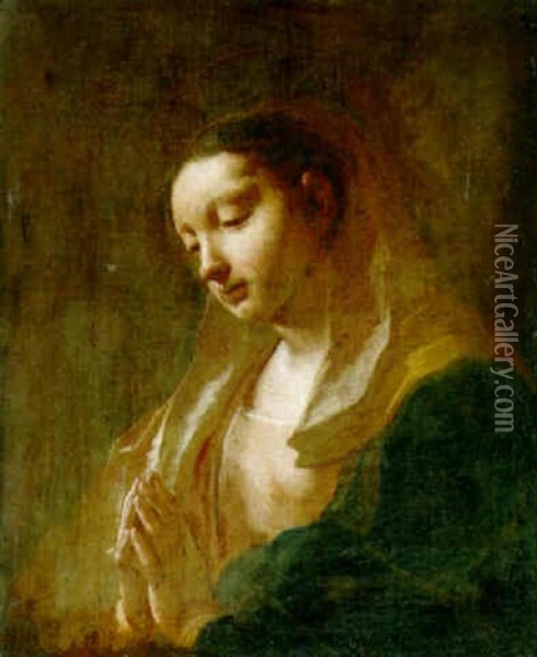 The Madonna At Prayer Oil Painting - Giovanni Battista Piazzetta
