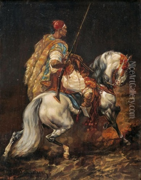 Arabischer Reiter Oil Painting - Adolf Schreyer