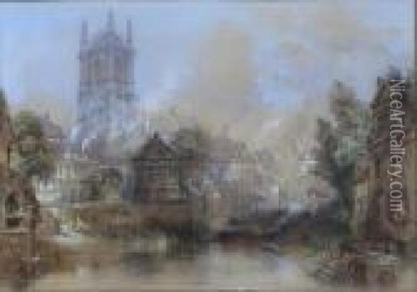 A View Of A Low Countries Cathedral Oil Painting - Thomas Colman Dibdin