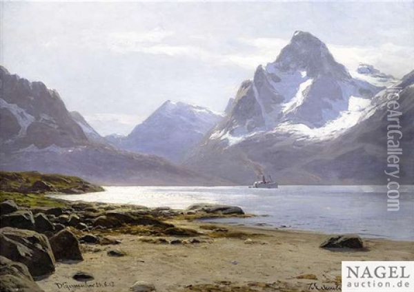 Norwegian Fjord Landscape Oil Painting - Karl Paul Themistocles von Eckenbrecher