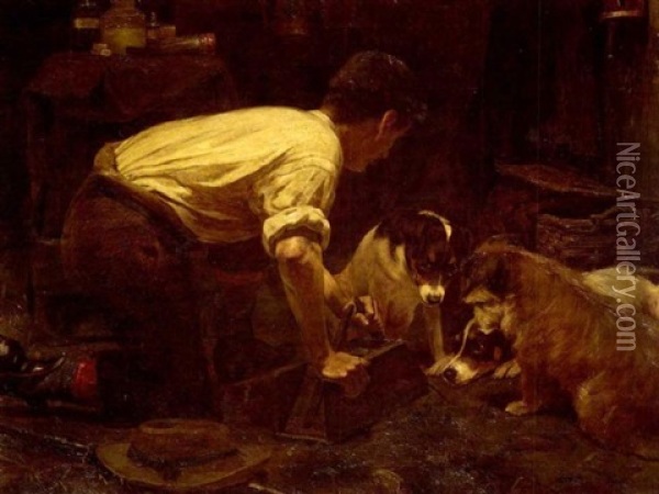 Awaiting Their Prey Oil Painting - William Osborne