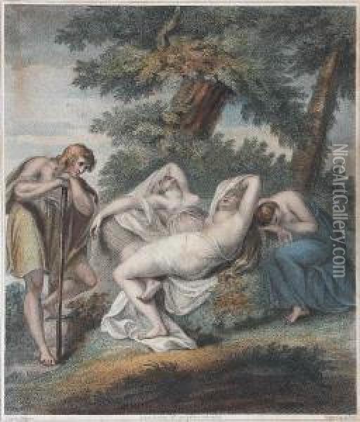 Cimone And Ifigenia; Nymphs And Satyr Oil Painting - Giovanni Batista Cipriani
