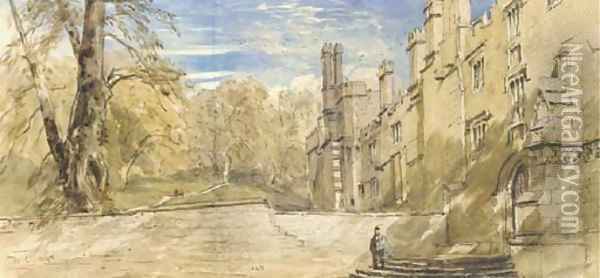 The Terrace, Haddon Hall, Derbyshire Oil Painting - David Cox