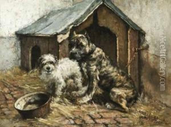 Twee Honden Oil Painting - Jan Baptiste, Jan Stobbaerts